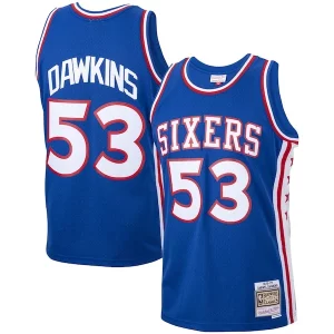 Gorgeous Prestigioso Darryl Dawkins Philadelphia 76ers 1976/77 Hardwood Classics Swingman Jersey Royal
