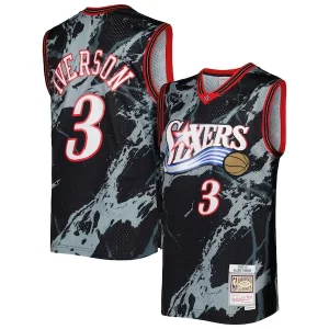 Lussuoso Classico Allen Iverson Philadelphia 76ers 2000/01 Hardwood Classics Marble Swingman Jersey Black