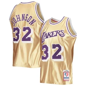 Lussuoso Magic Johnson Los Angeles Lakers 75th Anniversary 1984/85 Hardwood Classics Swingman Jersey Gold
