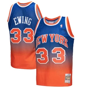 Lussuoso Moderno Splendido Patrick Ewing New York Knicks 1991/92 Hardwood Classics Fadeaway Swingman Player Jersey Orange/Royal