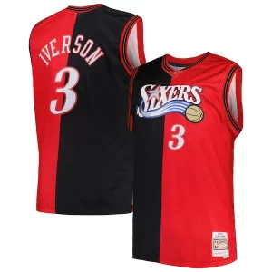 Magnifico Allen Iverson Philadelphia 76ers Big & Tall Hardwood Classics 2000/01 Split Swingman Jersey Black/Red