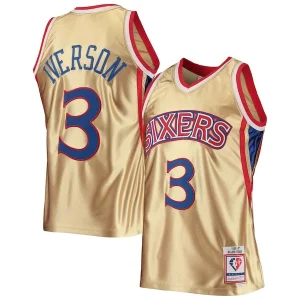 Magnifico Elegante Moderno Allen Iverson Philadelphia 76ers 75th Anniversary 1996/97 Hardwood Classics Swingman Jersey Gold