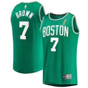 Magnifico Jaylen Brown Boston Celtics 2024 NBA Finals Champions Fast Break Replica Player Jersey Kelly Green Icon Edition