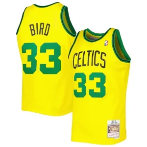 Magnifico Larry Bird Boston Celtics 1985 86 Hardwood Classics Reload 3.0 Swingman Jersey Gold