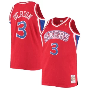 Meraviglioso Allen Iverson Philadelphia 76ers 1996/97 Big & Tall Hardwood Classics Swingman Jersey Red/Black/Royal/White