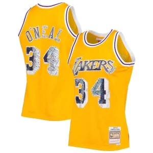 Meraviglioso Fascinante Shaquille O'Neal Los Angeles Lakers 1996 97 Hardwood Classics NBA 75th Anniversary Diamond Swingman Jersey Gold
