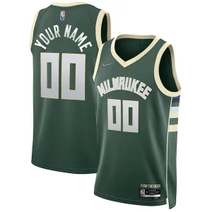 Meraviglioso Resistente Milwaukee Bucks Nike 2021/22 Diamond Swingman Custom Jersey Icon Edition Hunter Green