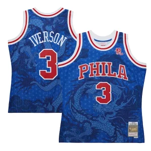 Meraviglioso Sofisticato Moderno Allen Iverson Philadelphia 76ers 1996/97 Hardwood Classics Asian Heritage 6.0 Swingman Throwback Player Jersey Royal