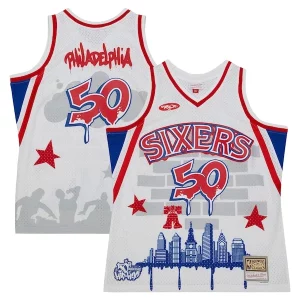 Moderno Pratico Philadelphia 76ers x Tats Cru Hardwood Classics Fashion Jersey White