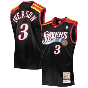 Ottimo Allen Iverson Philadelphia 76ers 2006 Hardwood Classics Authentic Jersey Black/Red/White