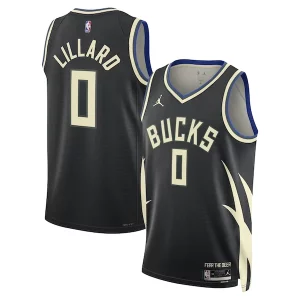 Ottimo Comodo Pratico Damian Lillard Milwaukee Bucks Jordan Brand Unisex Swingman Player Jersey Statement Edition Black