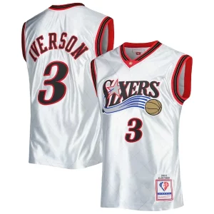 Ottimo Sofisticato Allen Iverson Philadelphia 76ers 2000/01 Hardwood Classics 75th Anniversary Swingman Jersey Platinum