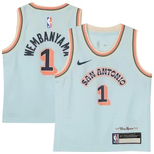 Sofisticato Victor Wembanyama San Antonio Spurs Nike Preschool 2024/25 Swingman Player Jersey City Edition Light Blue