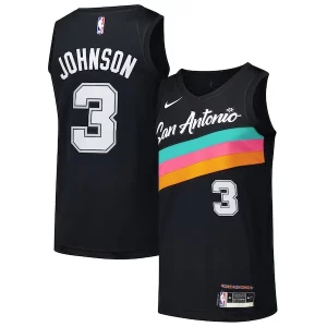 Prestigioso Eccezionale Ottimo Keldon Johnson San Antonio Spurs Nike Swingman Player Jersey City Edition Black