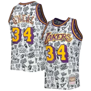 Raffinato Cool Delizioso Shaquille O'Neal Los Angeles Lakers 1996/97 Hardwood Classics Doodle Swingman Jersey White