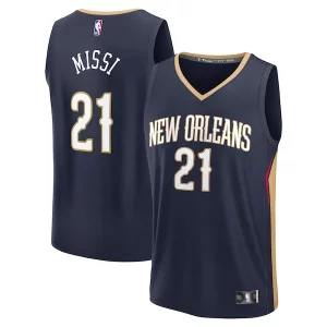 Resistente Fantastico Yves Missi New Orleans Pelicans 2024 NBA Draft Fast Break Player Jersey Icon Edition Navy