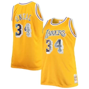 Resistente Shaquille O'Neal Los Angeles Lakers Big & Tall 1996 97 NBA 75th Anniversary Diamond Swingman Jersey Gold