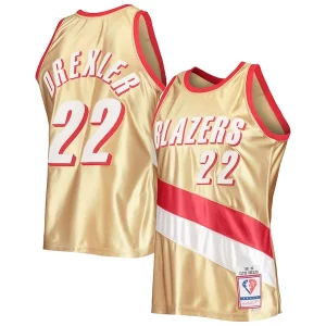 Resistente Trendy Clyde Drexler Portland Trail Blazers 75th Anniversary 1991/92 Hardwood Classics Swingman Jersey Gold