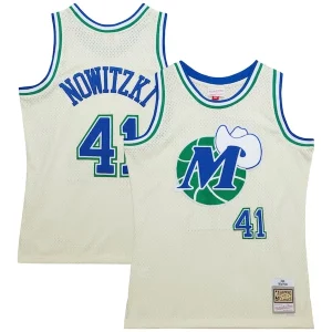 Robusto Sofisticato Elegante Dirk Nowitzki Dallas Mavericks Chainstitch Swingman Jersey Cream