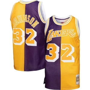 Sofisticato Carino Magic Johnson Los Angeles Lakers Big & Tall Hardwood Classics 1984/85 Split Swingman Jersey Purple/Gold