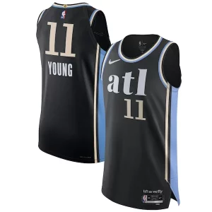 Splendido Accattivante Raffinato Nike Trae Young Atlanta Hawks Authentic Jersey City Edition Black
