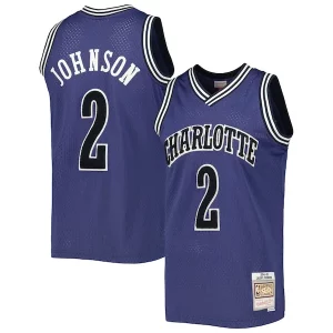 Splendido Attraente Larry Johnson Charlotte Hornets 1994/95 Hardwood Classics Off Court Swingman Jersey Purple