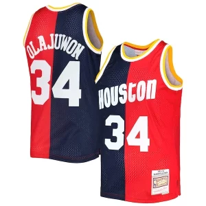 Stupendo Robusto Fascinante Hakeem Olajuwon Houston Rockets Hardwood Classics 1993/94 Split Swingman Jersey Navy/Red