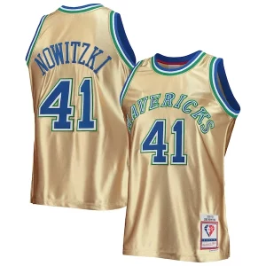 Trendy Dirk Nowitzki Dallas Mavericks 75th Anniversary 1998/99 Hardwood Classics Swingman Jersey Gold