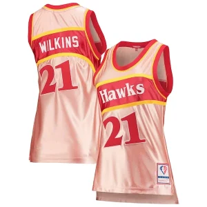 Trendy Dominique Wilkins Atlanta Hawks Women's 75th Anniversary Rose Gold 1986 Swingman Jersey Pink