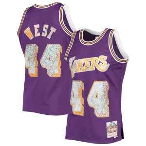 Trendy Jerry West Los Angeles Lakers 1971/72 Hardwood Classics NBA 75th Anniversary Diamond Swingman Jersey Purple