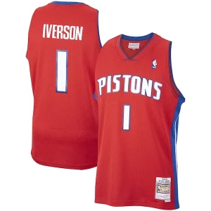 Trendy Lussuoso Allen Iverson Detroit Pistons 2008/09 Hardwood Classics Swingman Jersey Red