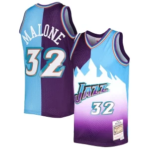 Versatile Classico Karl Malone Utah Jazz Hardwood Classics 1996/97 Split Swingman Jersey Purple/Turquoise