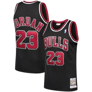 Versatile Michael Jordan Chicago Bulls 1997/98 Hardwood Classics Authentic Jersey Black/Scarlet/White