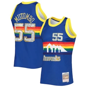 Versatile Stupendo Dikembe Mutombo Denver Nuggets 1996/97 Hardwood Classics NBA 75th Anniversary Diamond Swingman Jersey Royal